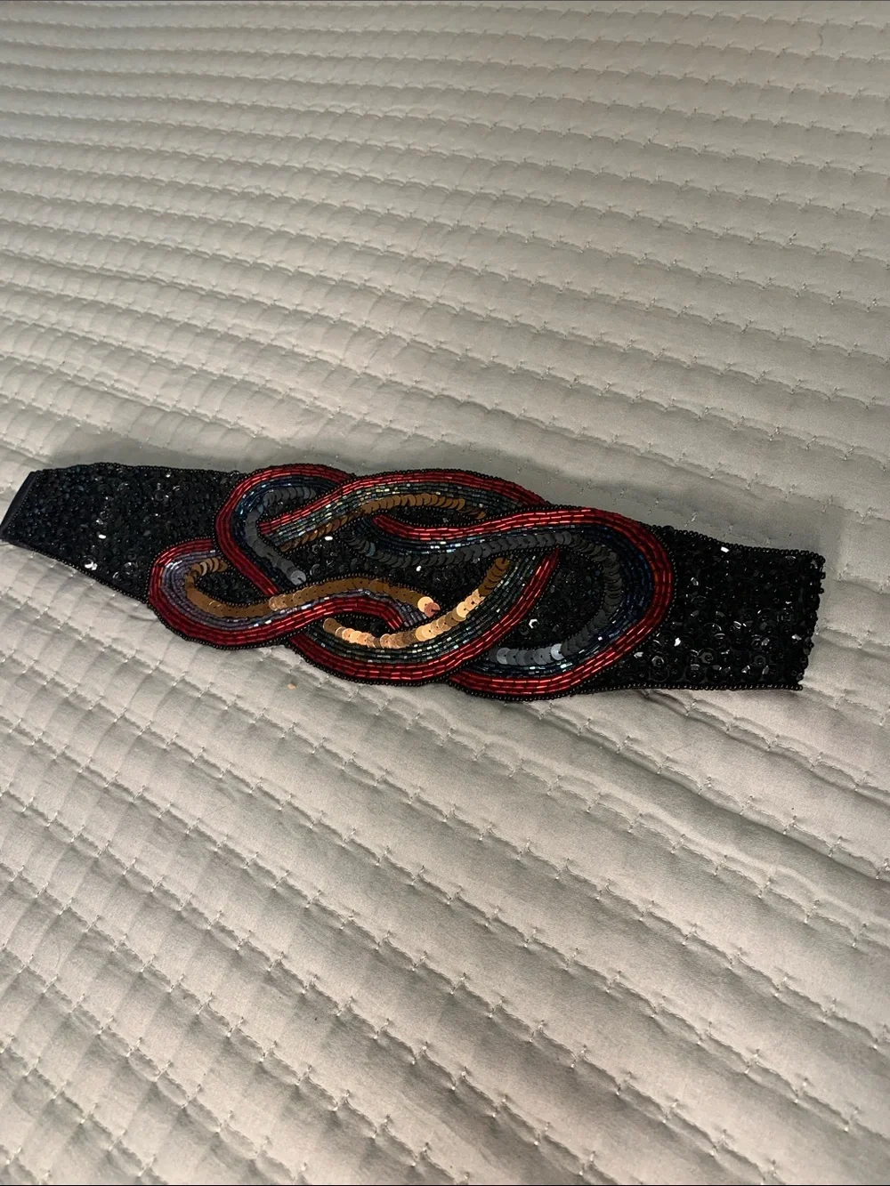Milor Sequins & Beads Vintage wide wrap Belt Like NEW Adjustable Size S-M 31+”